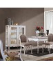MOBILI 2G - Vetrina 2 porte classica legno shabby bianco argento 130X50x150 vista frontale sala completa