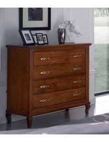 MOBILI 2G - COMO' 4 CASSETTI CLASSICO LEGNO TINTA NOCE 121X53X113 vista frontale