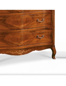 MOBILI 2G - SET 1 cassettiera 2 comodini classici legno intarsio tinta noce vista cassettiera