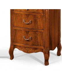 MOBILI 2G - SET 1 cassettiera 2 comodini classici legno intarsio tinta noce vista comodino