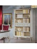 MOBILI 2G - Libreria classica legno shabby bianco argento 130X50x215 vista frontale
