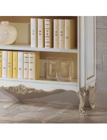 MOBILI 2G - Libreria classica legno shabby bianco argento 130X50x215 vista frontale dettagli