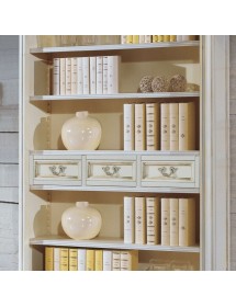 MOBILI 2G - Libreria classica legno shabby bianco argento 130X50x215 vista frontale dettagli