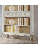 MOBILI 2G - Libreria classica legno shabby bianco argento 130X50x215 vista frontale dettagli
