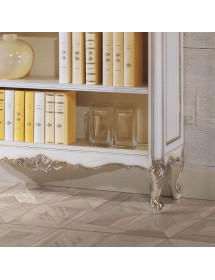 MOBILI 2G - Libreria classica legno shabby bianco argento 130X50x150 vista frontale gamba
