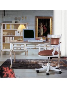 MOBILI 2G - Libreria classica legno shabby bianco argento 130X50x150 vista frontale libreria