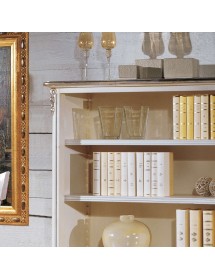 MOBILI 2G - Libreria classica legno shabby bianco argento 130X50x150 vista frontale ripiani