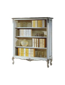 MOBILI 2G - Libreria classica legno shabby bianco argento 130X50x150 vista frontale