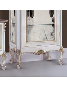 MOBILI 2G - Parete Attrezzata Classica Legno Shabby Bianco Argento DX VISTA DETTAGLI