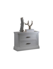 MOBILI 2G - Comodino classico 2 cassetti legno shabby bianco 63x39x54 vista frontale
