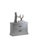 MOBILI 2G - Comodino classico 2 cassetti legno shabby bianco 63x39x54 vista frontale