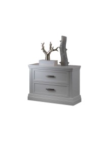 MOBILI 2G - Comodino classico 2 cassetti legno shabby bianco 63x39x54 vista frontale