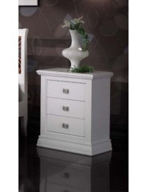 MOBILI 2G - Comodino classico 3 cassetti legno shabby bianco 61x38x74 vista frontale