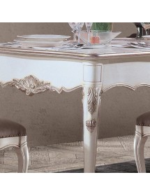 MOBILI 2G - Sedia classica legno shabby bianco seduta imbottita vista frontale seduta