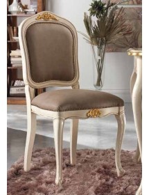 MOBILI 2G - Sedia classica legno shabby bianco seduta imbottita vista frontale