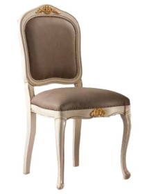 MOBILI 2G - Sedia classica legno shabby bianco seduta imbottita vista frontale