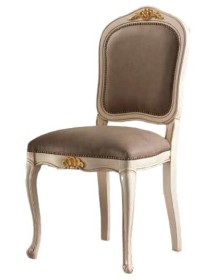 MOBILI 2G - Sedia classica legno shabby bianco seduta imbottita vista frontale