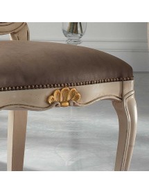 MOBILI 2G - Sedia classica legno shabby bianco seduta imbottita vista frontale