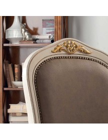 MOBILI 2G - Sedia classica legno shabby bianco seduta imbottita vista frontale imbottitura