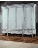 MOBILI 2G - Armadio 4 porte Classico Legno Shabby Bianco Argento 252x60x242 vista frontale