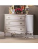 MOBILI 2G - Cassettiera 3 cassetti Classico Legno Shabby Bianco Argento 130x62x107 vista frontale