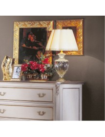 MOBILI 2G - Cassettiera 3 cassetti Classico Legno Shabby Bianco Argento 130x62x107 vista frontale cassetti