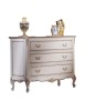 MOBILI 2G - Cassettiera 3 cassetti Classico Legno Shabby Bianco Argento 130x62x107 vista frontale