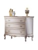 MOBILI 2G - Cassettiera 3 cassetti Classico Legno Shabby Bianco Argento 130x62x107 vista frontale