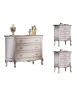 MOBILI 2G - Gruppo Cassettiera e Comodini 3 cassetti Classici Legno Shabby Bianco Argento vista cassettiera e comodini