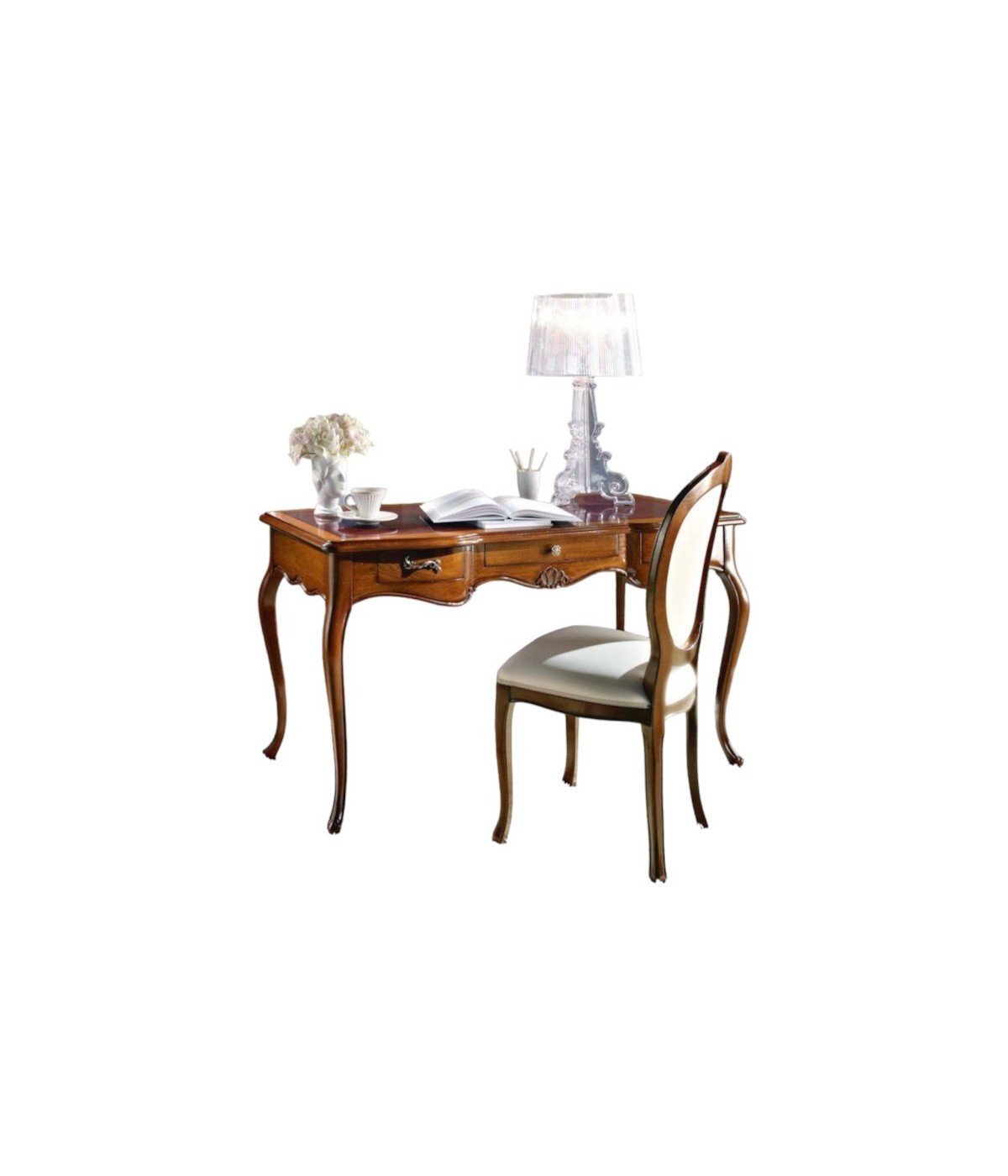 MOBILI 2G - SCRIVANIA CLASSICA 3 CASSETTI IN LEGNO ELITE 139X69x80 vista frontale