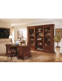 MOBILI 2G - Set 2 Sedie classiche legno imbottite tinta noce 48x55x96 vista frontale vista schienale