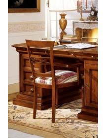 MOBILI 2G - Set 2 Sedie classiche legno imbottite tinta noce 48x55x96 vista frontale vista schienale