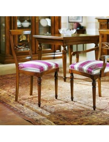 MOBILI 2G - Set 2 Sedie classiche legno imbottite tinta noce 48x55x96  vista frontale