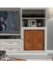 MOBILI 2G - Parete attrezzata porta tv classica legno bianco e noce 300x46x240 vista frontale porta noce intarsi