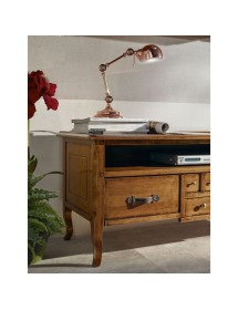 MOBILI 2G - Parete Attrezzata porta tv Classica Legno tinta noce vista frontale laterale