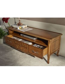 MOBILI 2G - Parete Attrezzata porta tv Classica Legno tinta noce vista laterale porta tv