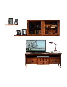 MOBILI 2G - Parete Attrezzata porta tv Classica Legno tinta noce vista frontale