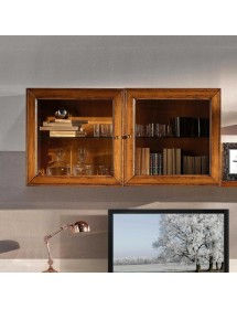 MOBILI 2G - Parete Attrezzata porta tv Classica Legno tinta noce vista frontale pensile