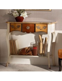 MOBILI 2G - Consolle classica 1 cassetto legno shabby oro 100X40x88 vista frontale