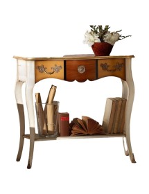 MOBILI 2G - Consolle classica 1 cassetto legno shabby oro 100X40x88 vista frontale