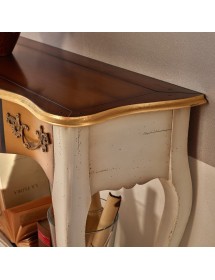 MOBILI 2G - Consolle classica 1 cassetto legno shabby oro 100X40x88 vista frontale piano