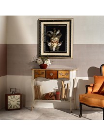 MOBILI 2G - Consolle classica 1 cassetto legno shabby oro 100X40x88 vista frontale cassetto