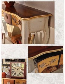 MOBILI 2G - Consolle classica 1 cassetto legno shabby oro 100X40x88 vista frontale cassetti