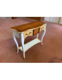 MOBILI 2G - Consolle classica 1 cassetto legno shabby oro 100X40x88 vista frontale