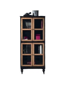 MOBILI 2G - VETRINA CLASSICA 4 PORTE IN LEGNO SHABBY 80X39X182 vista frontale