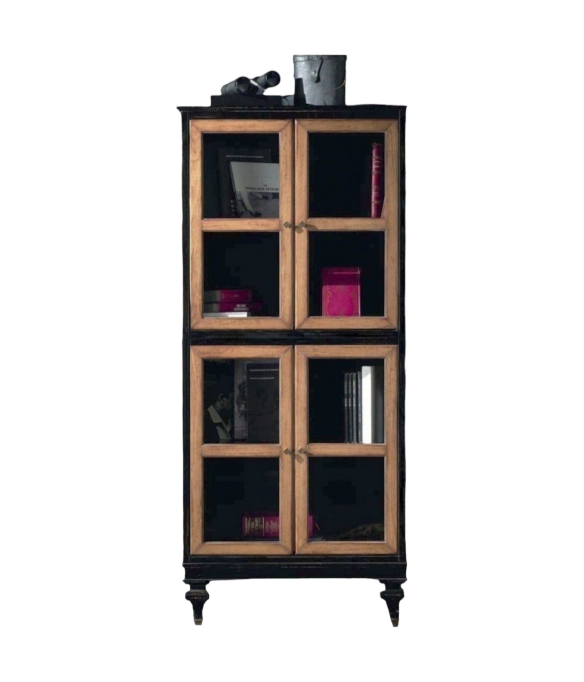 MOBILI 2G - VETRINA CLASSICA 4 PORTE IN LEGNO SHABBY 80X39X182 vista frontale