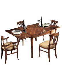 MOBILI 2G - TAVOLO RETTANGOLARE INTARSIO LEGNO TINTA NOCE 170X90x80 vista laterale