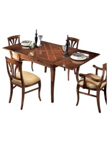 MOBILI 2G - TAVOLO RETTANGOLARE INTARSIO LEGNO TINTA NOCE 170X90x80 vista laterale