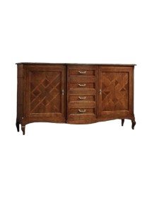 MOBILI 2G - CREDENZA CLASSICA 2 PORTE 4 CASSETTI LEGNO BASSANO 200X52x113