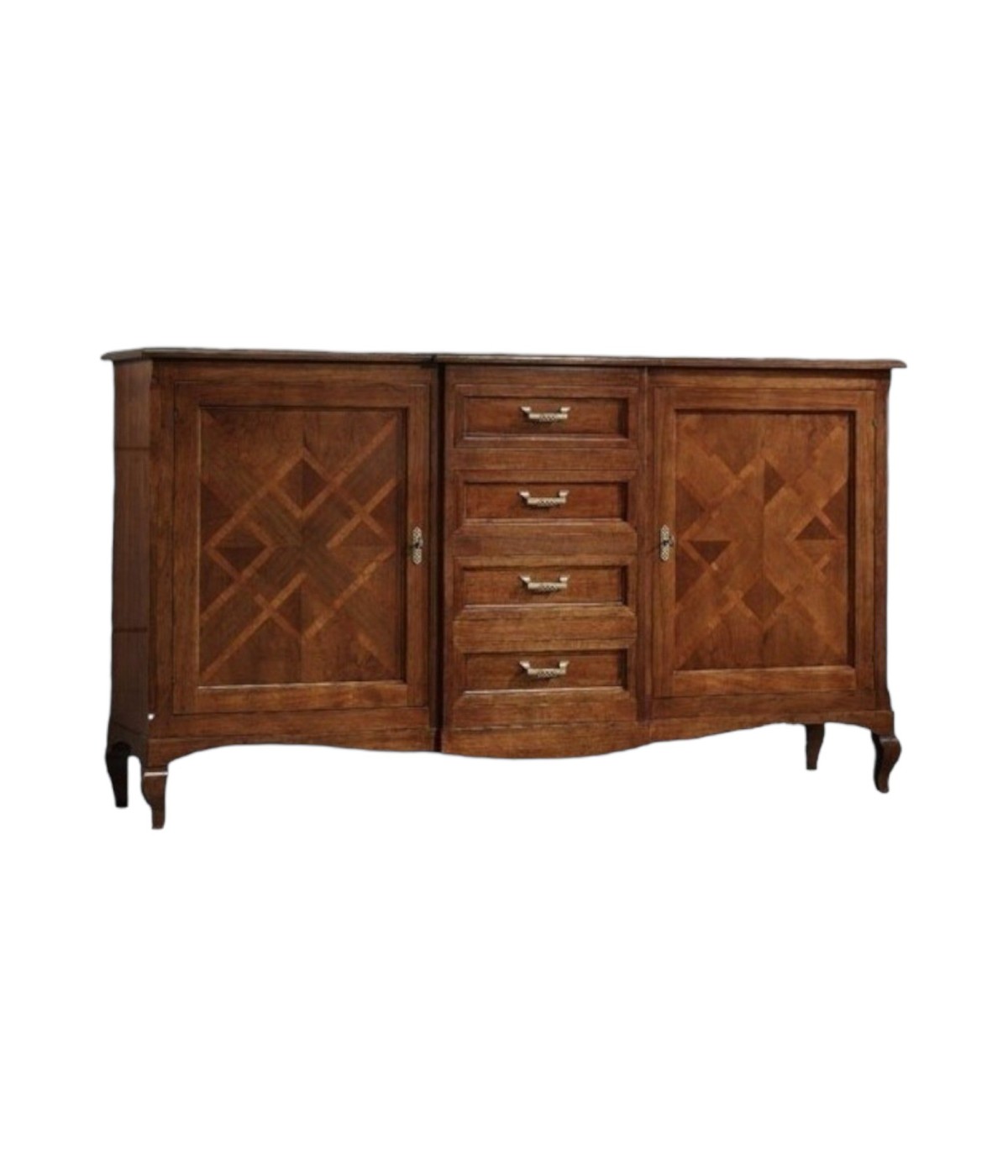 MOBILI 2G - CREDENZA CLASSICA 2 PORTE 4 CASSETTI LEGNO BASSANO 200X52x113